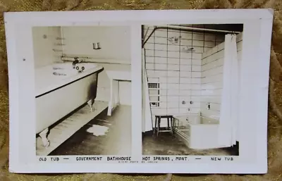 1948 RPPC Government Bathhouse Old New Hot Springs Montana • $3.50