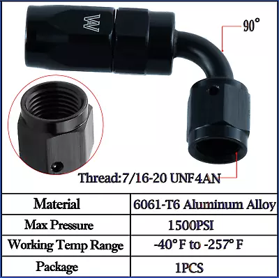 4AN 90 Degree Fitting Swivel Hose End Fittings For Braided Fuel Line • $6.99