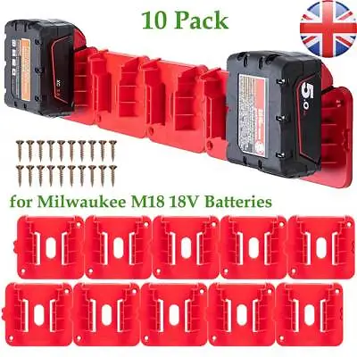 10x Red Battery Mounts Storage Holder Rack For Milwaukee M18 18V Tool Battery UK • £12.73