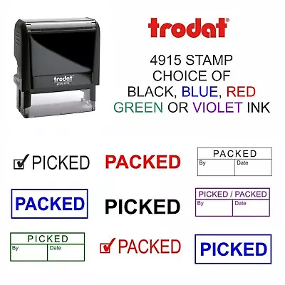 Picked Packed By Rubber Stamp Self Inking 5 Ink Colours  Factory Warehouse • £13.75