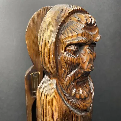 Antique 1930s Gothic Monk WINE BOTTLE HIDER 17  Solid Wood Hand-Carved Statue • $129.99