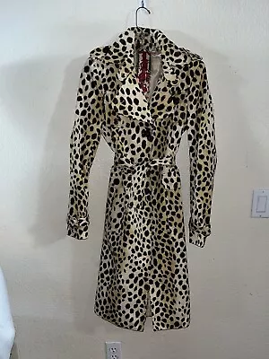 VTG L.A.M.B. Gwen Stefani Mama Cheetah Print Single Breast Trench Coat Jacket 6 • $139.99