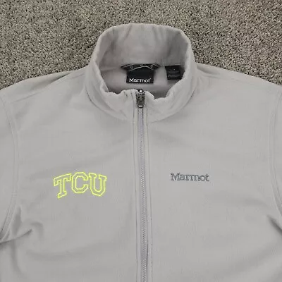 Marmot TCU Fleece Jacket L Gray Neon Yellow Horned Frogs Full Zip Modified *Read • $24.99