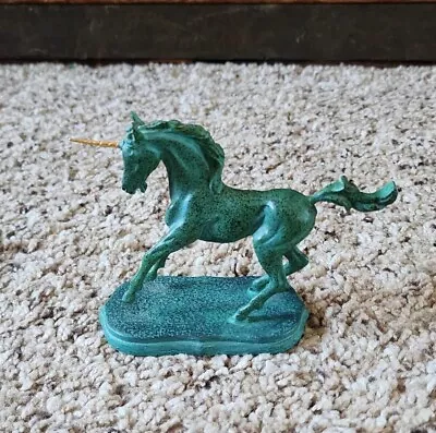 Vintage 1991 Franklin Mint Green Bronze Unicorn Figurine • $7