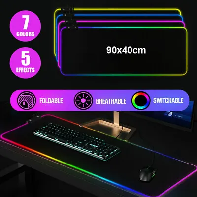 $18.99 • Buy RGB Extended Mousepad LED Gaming Mouse Pad Large Keyboard Desk Anti-slip Mat