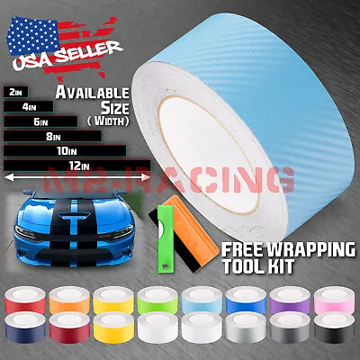 25FT/50FT Long 3D Matte Carbon Fiber Racing Stripes Vinyl Wrap Rally Sticker • $33.40