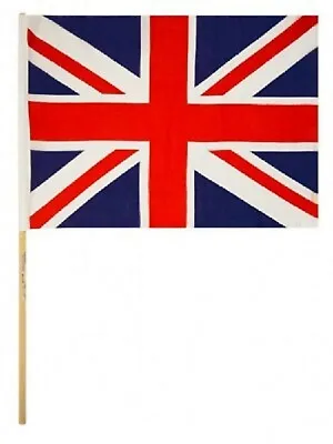 United Kingdom Red Blue White Patriotic Union Jack Hand Party Flag  12  X 18  • £5.59