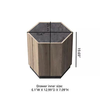 Hexagonal End Table With 1/2 Drawer For Living Room Sofa Coffee Table Nightstand • $160.54