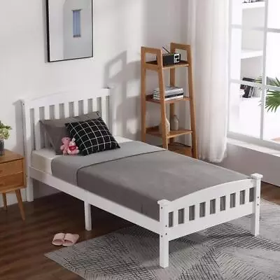 Twin Size Wooden Platform Bed Frame With Headboard And Footboard Bedroom • $99.99