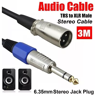 XLR To TRS Balanced Microphone Cable 6.35mm Audio Jack Extension Lead XLR Cable • $14.99