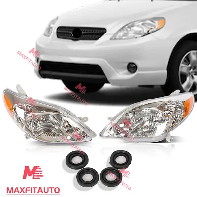 $145.66 • Buy Fits 2003-2008 Toyota Matrix JDM Headlights Headlamps Chrome Housing Pair
