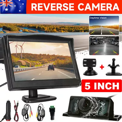 Wireless 5'' Monitor Reversing Reverse Camera Rear View Kit 12V Truck Caravan AU • $43.95
