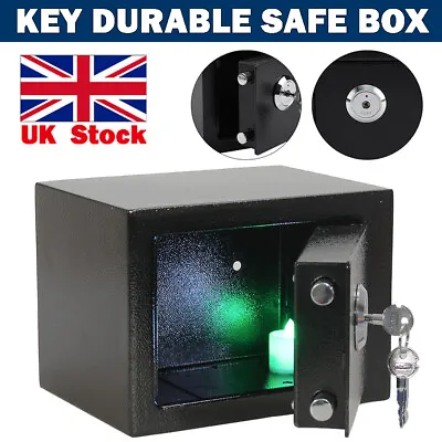 4.6L Fireproof Safe Security Home Office Money Cash Deposit Box Safety Metal UK • £26.47