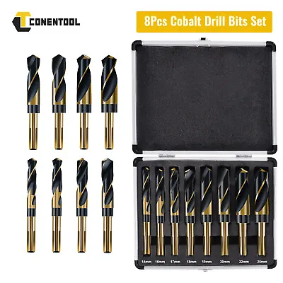 CONENTOOL Cobalt Blacksmith Drills 14mm-25mm HSS Reduced Shank Drill Bits 8PCS • £20.99