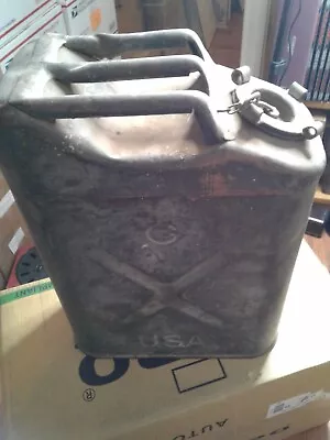 Vintage USA Green Metal Gas Jerry Can Army Military US Jeep  1950s • $37.60