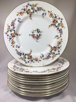 (11)  Minton 'Spring Flowers' 10.625 Inch DINNER PLATES • $275