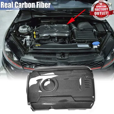 $218.49 • Buy Carbon Fiber Front Engine Hood Cover Caps Trim For VW GOLF 7 MK7 GTI R 2014-2017