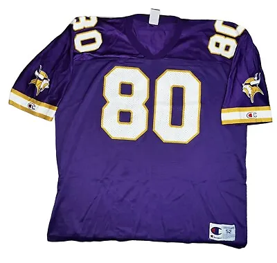 Vintage Champion Minnesota Vikings Chris Carter #80 Purple Jersey XXL Size 52 • $35