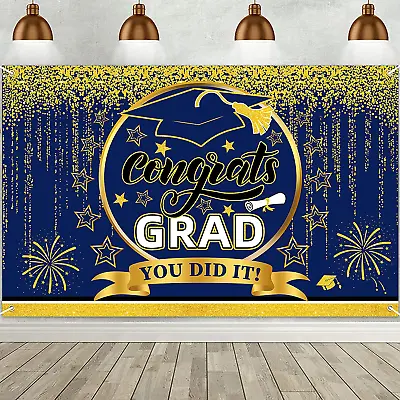 Class Of Grad 2024 Background BannerBlue And Gold Graduation Banner Backgdrop S • $17.99