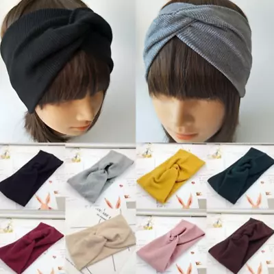 Women Cotton Turban Twist Knot Head Wrap Headband Twisted Knotted Hair Band Grey • £4.21