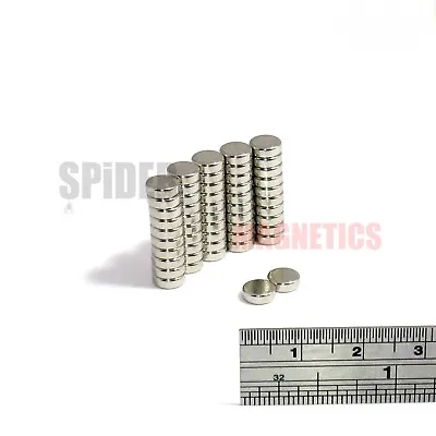 50 Magnets 6x2 Mm Neodymium Disc Small Round Magnet 6mm Dia X 2mm Craft Fridge • £6.59