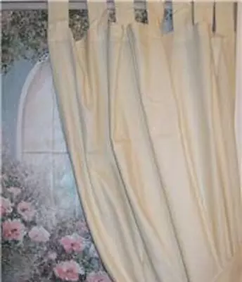 Natural Tab Top Looped Curtains 66  X 72   (167cms X 183cms) Unlined Curtains • £19.99