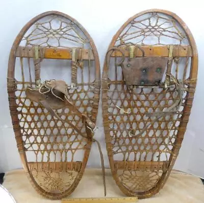 Vintage US CA LUND Hastings Minnesota Wood Military Army Snowshoes Snow Shoes! • $99.95