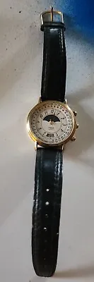 Vintage Timex Moon Phase Watch Perpetual Calendar Men 37mm Gold Tone New Battery • $259.99