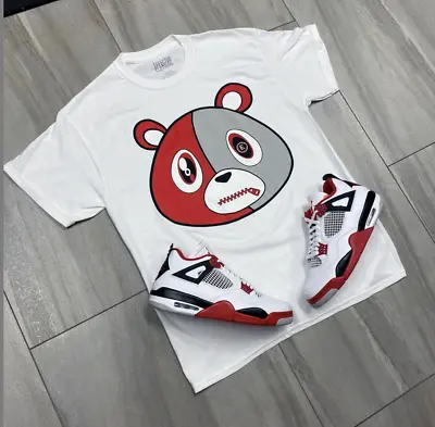 Tee To Match Air Jordan Retro 4 Fire Red Sneakers. E Bear Fire Red Tee  • $24