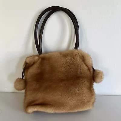 Womens Full-Pelt Mink Fur Handbags Genuine Cowhide Handle & Bottom HandBags • $89.99