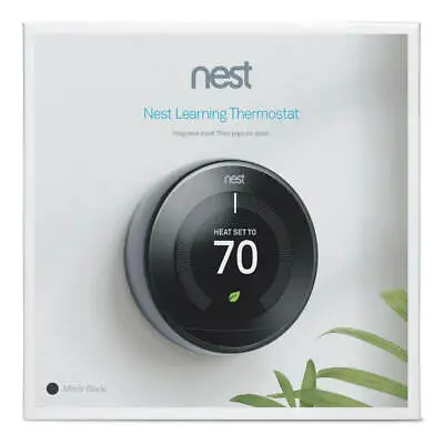 $184.95 • Buy Sealed Google Nest 3rd Generation Learning Thermostat T3018US Gloss Mirror Black