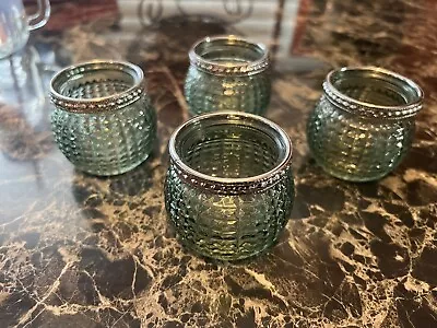 Set Of 4 Small Glass Votive Tealight Candle Holders Bulk Vintage Boho Glass • $3.99