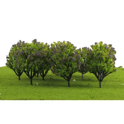 10x Model Trees W/ Purple Flowers Layout Train Diorama Landscape 1:100 HO OO • £5.38