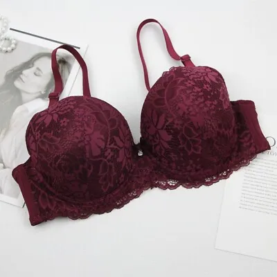 Sexy Lace Plus Size Bra Ladies Sexy Lace Padded Push Up Lace Bra 36-44 C D-DD • £8.99