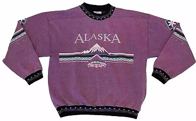 Vintage 90s Arctic-Adventure Native American Alaska Sweatshirt Adult L Purple • $34.99