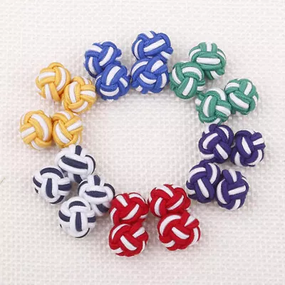 £2.03 • Buy Men's Silk Cuff Links Double Rope Ball Knot Cufflinks Novelty Mixed Braided
