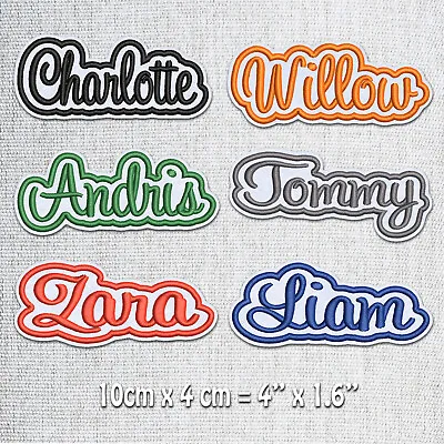 Embroidered Personalised Name Patch Tag HANDWRITING Font 10cm By 4 Cm • £3.65