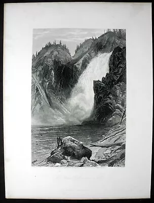 The Upper Yellowstone Falls - 1873 Steel Engraving - Thomas Moran • $29.95