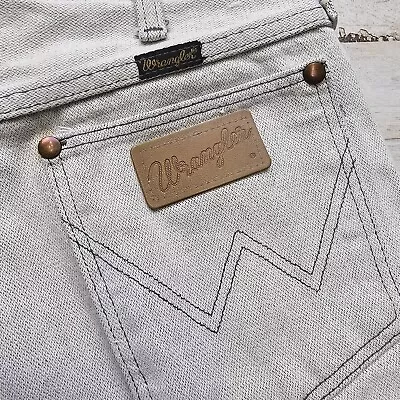 Vintage 80s Wrangler White/Cream Denim Jeans Size 32(30)x34 Blue Tag Made USA • $25.99