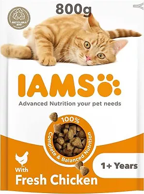 IAMS Complete Dry Cat Food For Adult 1+ Cats With Chicken 800 G (Pack Of 1)  • £6.75