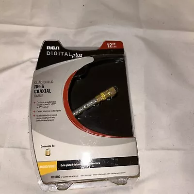 RCA Digital Plus Quad Shield RG6 12ft Coax Cable NEW DH12QC.  Box 11 • $4.95