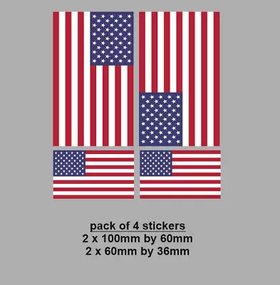 Sticker USA Flag United States Of America American Flags X 4 Self Adhesive • £3.50