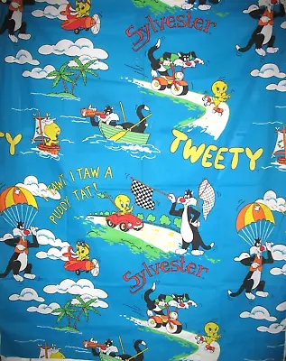 * Warner Brothers Looney Tunes TWEEY BIRD & SYLVESTER 45X54  FABRIC 1981 #12115 • £45.79