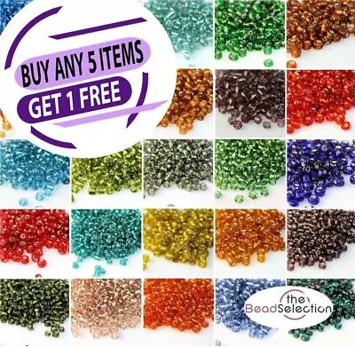 100g SILVER LINED GLASS SEED BEADS 11/0- 2mm 8/0- 3mm 6/0- 4mm 26 COLOUR CHOICE • £2.99