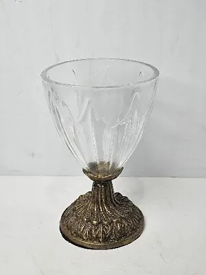 $9.99 • Buy Vintage Footed Brass Glass Candle Holder Chimney Pedestal Globes Centerpiece 7 
