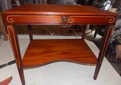 Mahogany Pencil Inlaid Hepplewhite End Table / Side Table  (ET37) • $249