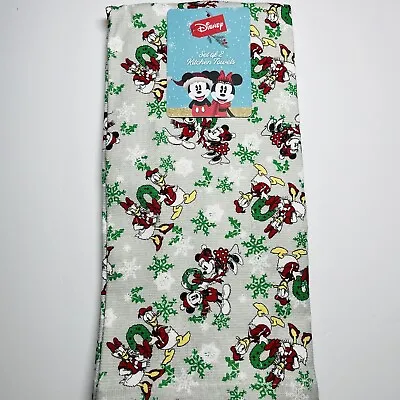 Disney Mickey Mouse & Friends 2 Pack Hand Kitchen Towels Christmas Wreaths Decor • $16.65