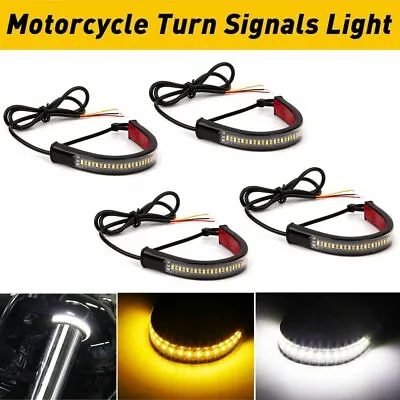 4pcs Motorcycle LED Flexible Strip Light DRL Turn Signal White Amber Switchback • $13.99