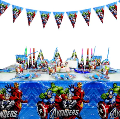 Marvel Avengers Theme Party Supplies Kids Birthday Decorations Tableware Plates • $24.99