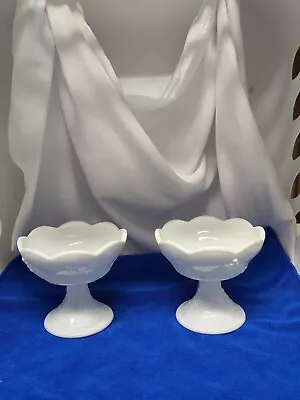 Milk Glass Vintage Grape Design Candlestick Holders (pair) • $20